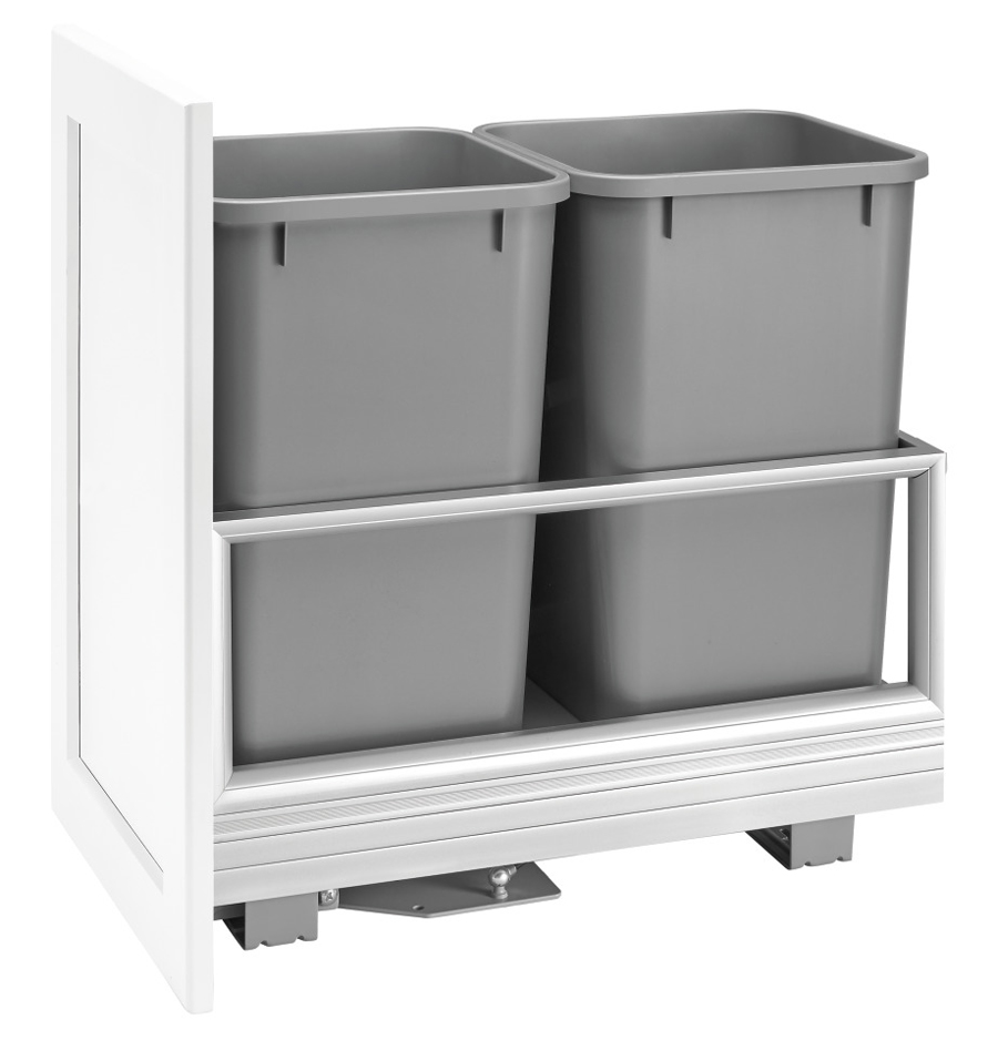 Rev-A-Shelf 5149 Series Double 27Qt Soft Close Waste Bin Pullout with Rev-A-Motion