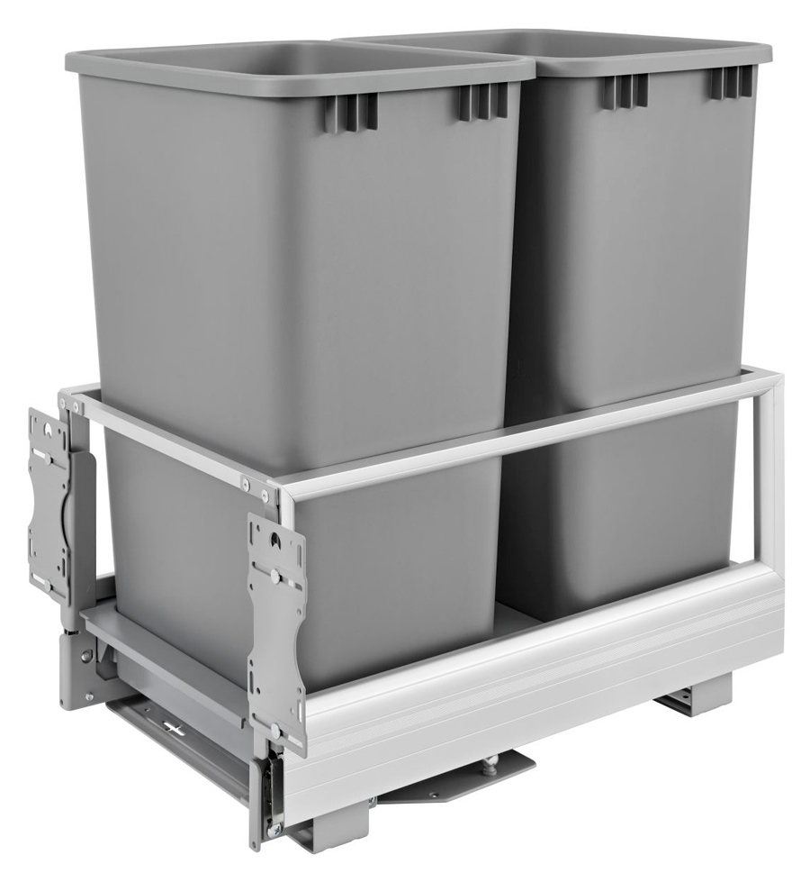 Rev-A-Shelf 5149 Series Double 50Qt Soft Close Waste Bin Pullout with Rev-A-Motion