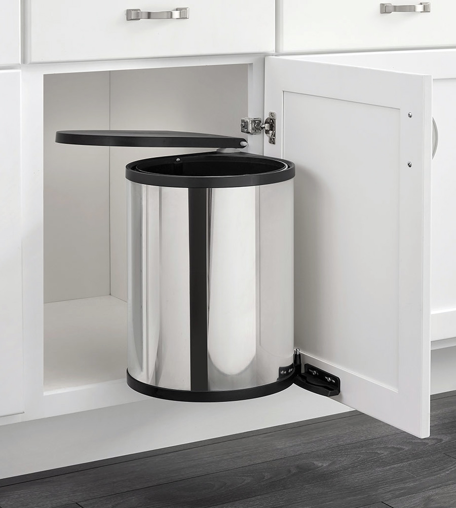 Rev-A-Shelf 8-010 Series 15 Liter Stainless Steel Under Sink Pivot Out Waste Container