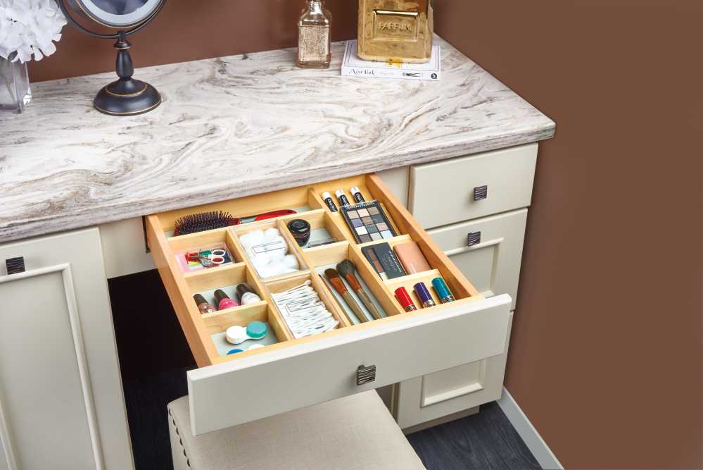 Preconfigured Bathroom Vanity Organizer Drawer