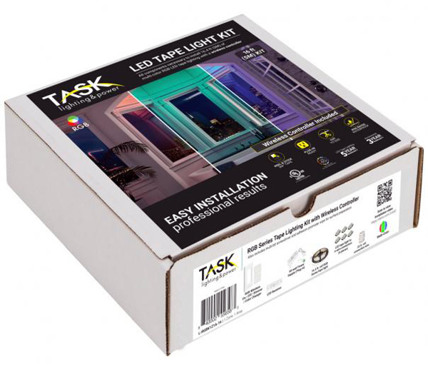 Task Lighting 16 FT 130 Lumen/Ft Multi-Color RGB LED Wireless Controller Tape Light Kit