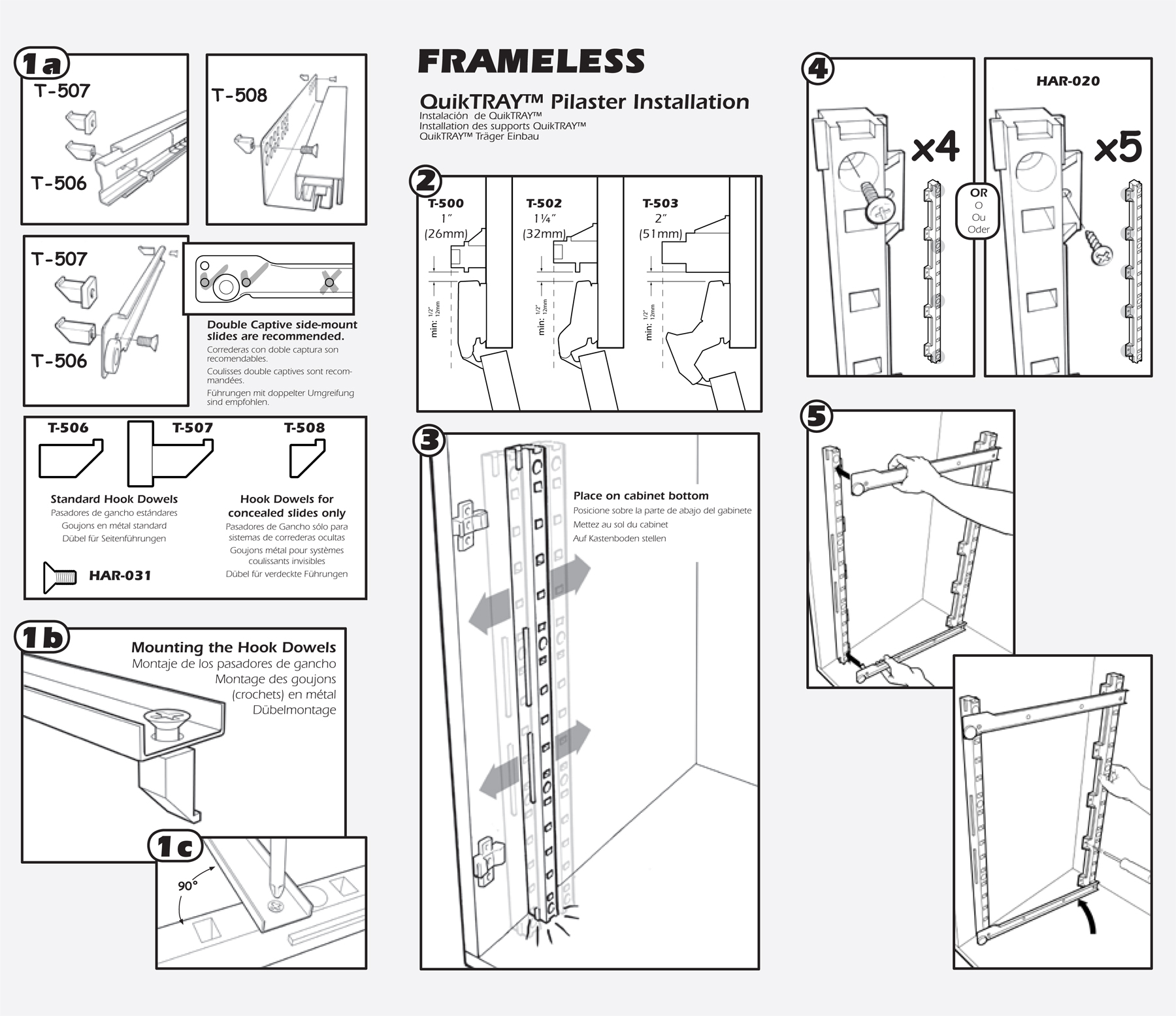 QuikTRAY Pilaster Install Instructions For Frameless Cabinet