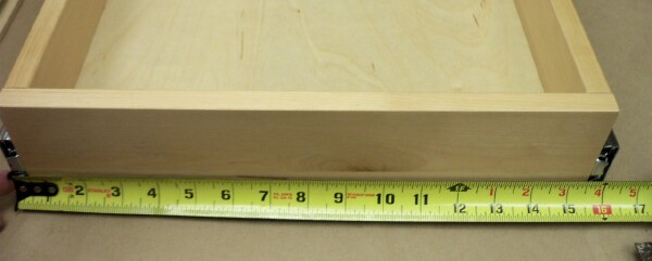 Shelf width combined with full extension slide dimensions
