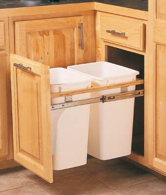 KV Top Mount Pullout Waste Can w/double 35 qt cans