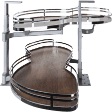 Walnut with Polished Chrome Left Hand Swing out Blind Corner Unit