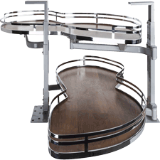 Walnut with Polished Chrome Right Hand Swing out Blind Corner Unit