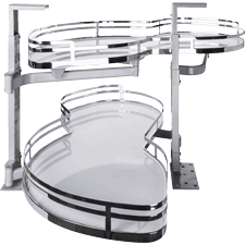 White with Polished Chrome Left Hand Swing out Blind Corner Unit