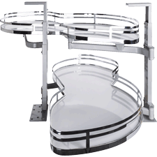 White with Polished Chrome Right Hand Swing out Blind Corner Unit