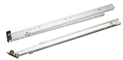 Drop front slide for keyboard shelf