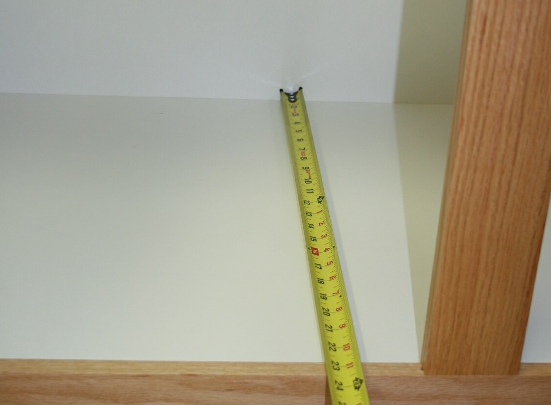 Measure from front to back inside the cabinet
