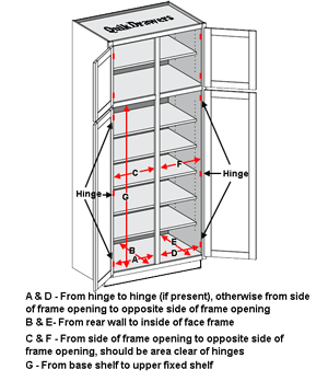 Standard divided double door pantry cabinet with shelves