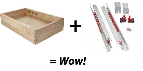 Solid birch drawer with concealed slides kit